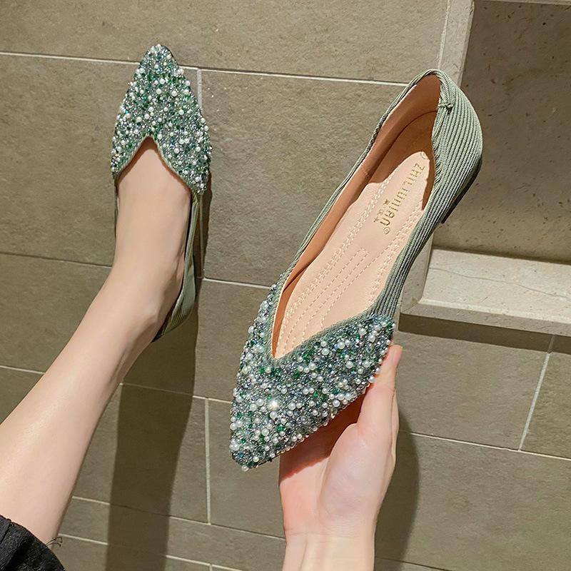 Spitze Einzelschuhe Damen Sommer neuer Stil flache Sohle sanfte Schuhe weiche Sohle Doudou Schuhe große Größe bis