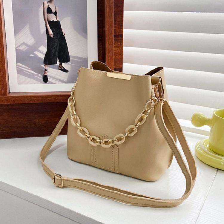 Tote Bag Solid Color Bucket Bags Crossbody Bag Versatile Fashion Leather Handbag