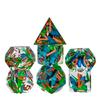 Cusdie DND Sharp Edges Dice with Small Filler 7Pcs Handcrafted D4-D20 Polyhedral Dice Set for D&D Role Playing Board Games