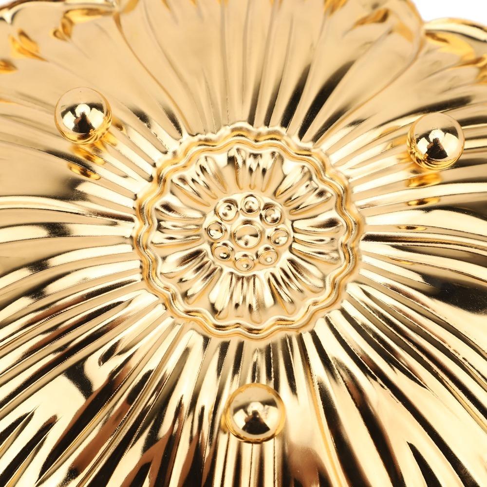 Retro Embossed Turkish Serving Tray Gold Round Flower Tray Metal Coffee Tea Tray Outdoor Use