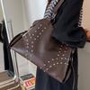 Fashion Rivet Shoulder Bag Women's Bag New Fashion Large Capacity Handbag Casual Versatile Commuter Underarm Bag