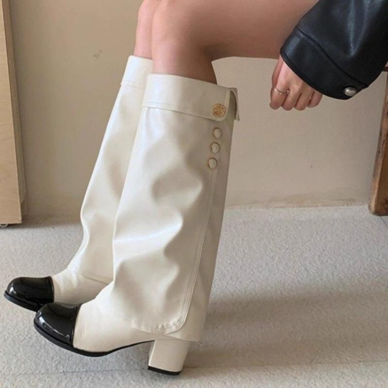Autumn and winter new white knight boots women's small fragrant minimalist design soft leather material heightening and height long boots