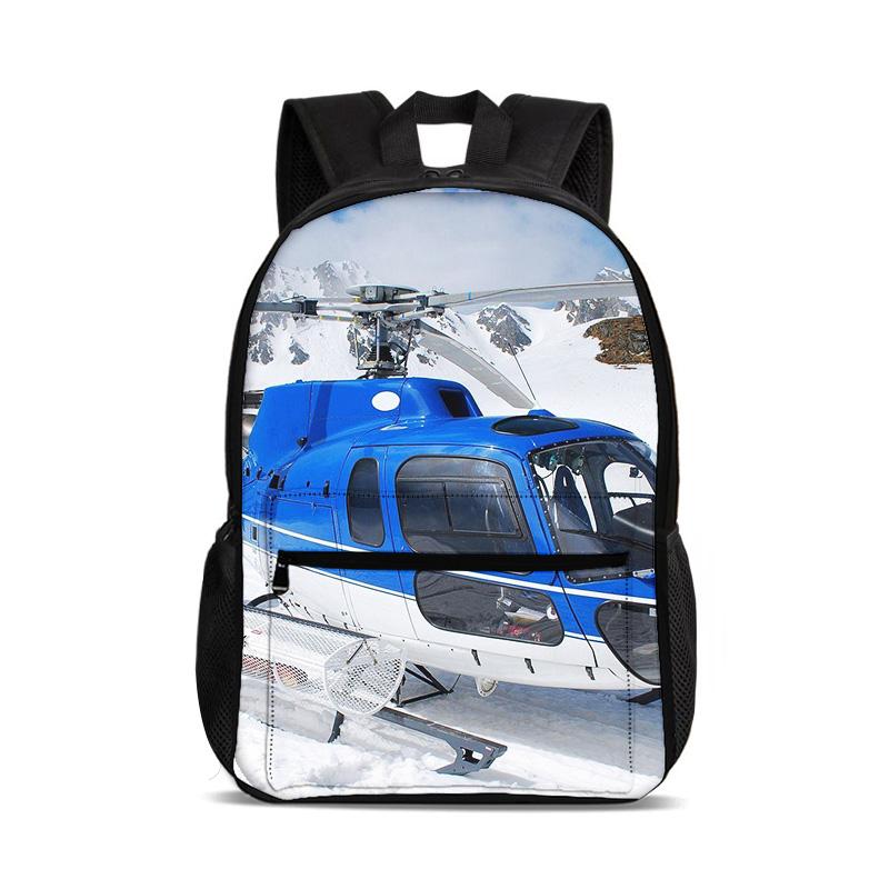 Helicopter Large Capacity Lightweight Backpack Computer Bag New Mechanical Printing Best Gift for Boys and Girls In School