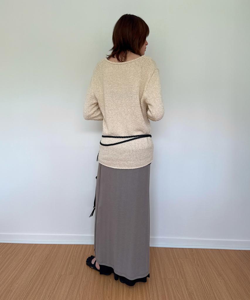 DIAGONAL U Neck Basic Knit (Ivory)