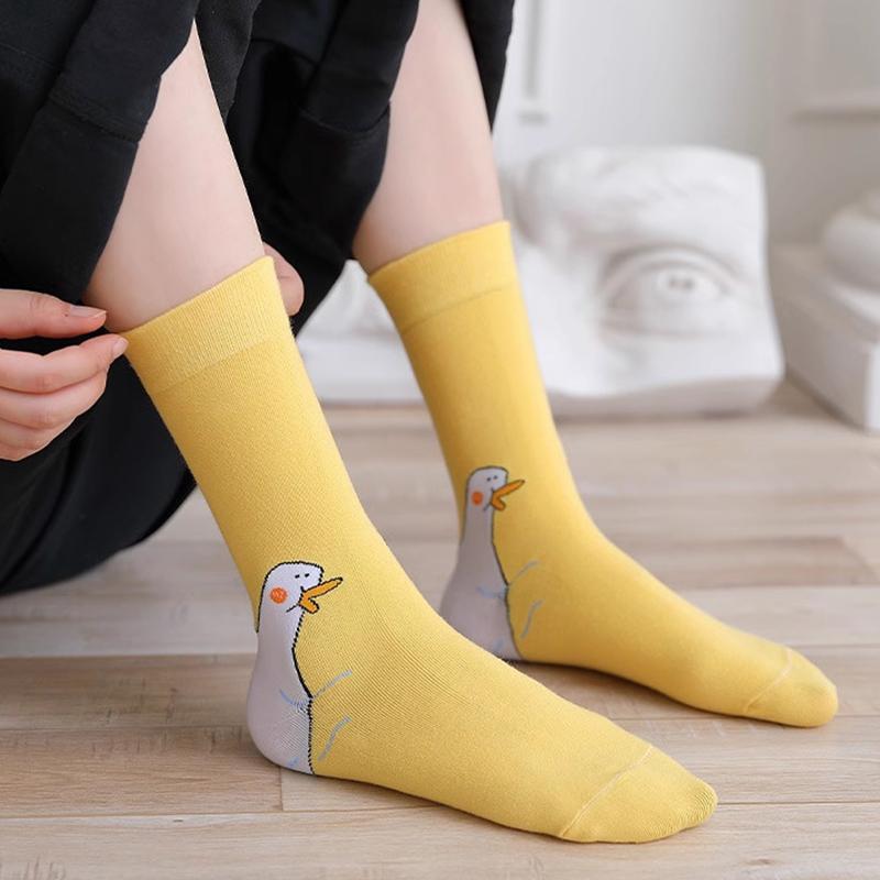 Lustige gerissene Hip-Hop-Enten-Socken Verrückter Gänsekopf Sport-Baumwollsocken Kreative fröhliche Tier-Freizeitsocken Damen Herren Universal One Size white