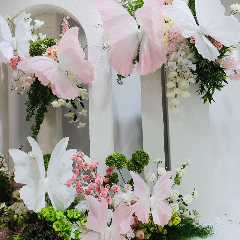 3D Painted Butterfly Wedding Backdrop with Scenery and Props for Photography and Décor