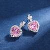 Jewelry Color Treasure Simulation Pink Diamond Jewelry Set Stud Earrings Main Stone 9 * 9 Pendant Necklace 12 * 12