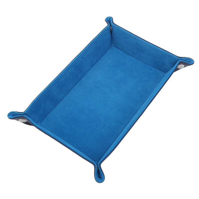Practical 1pc Rectangle Storage Tray PU Leather Velvet Folding Dice Table Games Key Wallet Coin Organizer Trays Sundries Serving