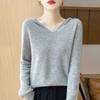 Women's 100% Wool Hooded Sweater: Autumn/Winter Knit, Loose, Soft, Trendy.