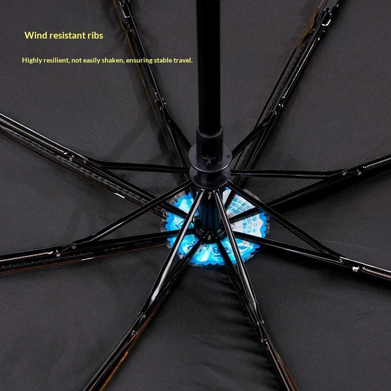 Parapluie Pliant à Pois Revêtement Noir Anti-UV Imperméable Parfait Pour le Trajet Quotidien et les Voyages