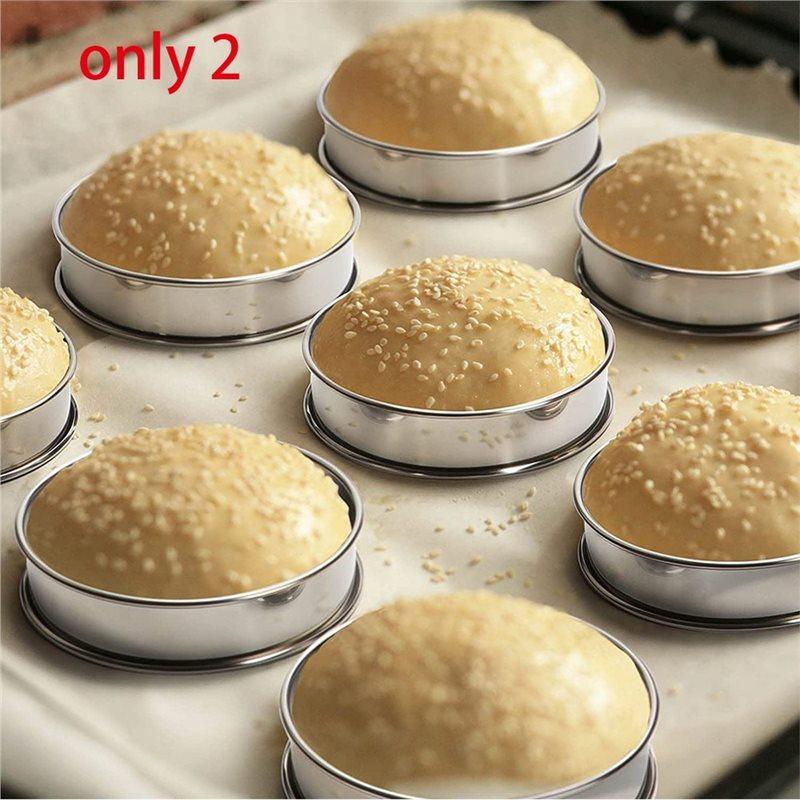 VOFUN-2Pcs Stainless Steel Double Rolled Baking Circle Tart Ring Fruit Pie Cake Cookie Molds 8Cm For Kitchen Biscuit Pastry