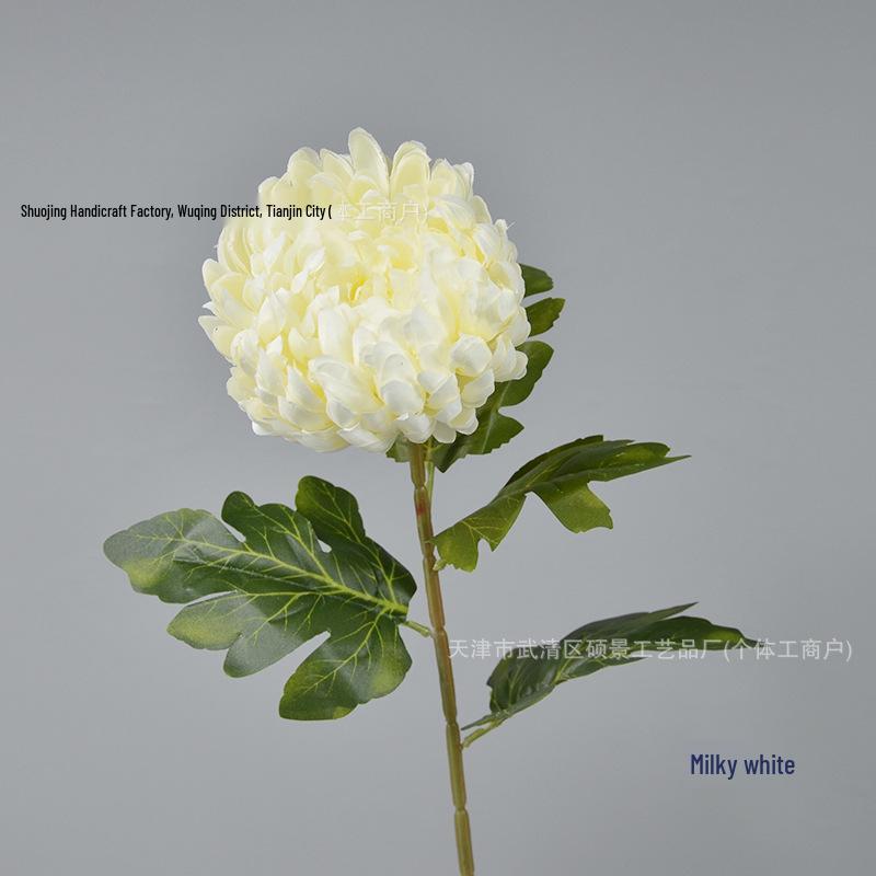 Elegant Chrysanthemum Single Stem: Multi-Layered Artificial Floral Art for Hotel Entrances & Photography Décor.