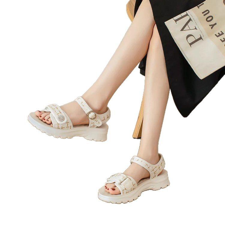 Platform Sports Sandals Women 2025 New Summer Casual Versatile Muffin Velcro Fairy Wind Beach Sandals Women