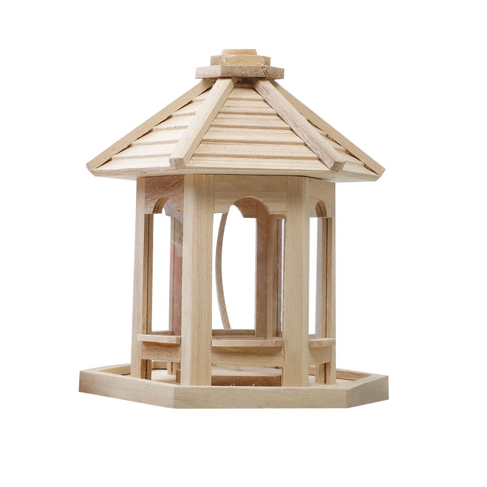 Houten Huis Vogelvoederhuis Hangend Voederstation Hol Vogelvoederhuis beige