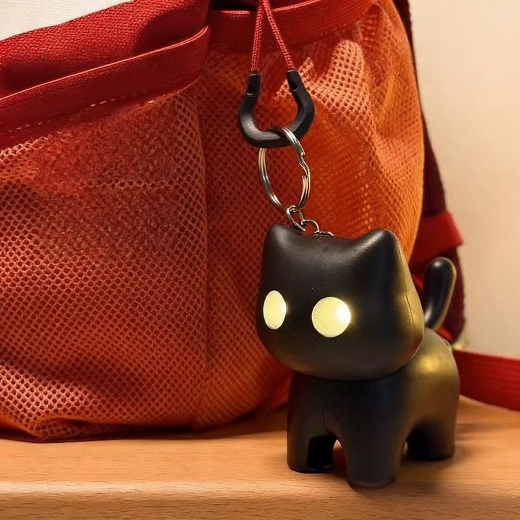 Night Light Keychain Funny BlackCat LED Night Light Keychain