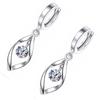 1 Pair Women White Gold Earrings Simple Zircon Hinged Dangle Drop Earrings for Balls Dates Parties Birthdays