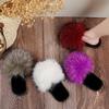 Fashion Slippers for Women Slides Long Plush Flat Low Heels Shoes Woman Peep Toe Solid Warm Fur Women Slippers Plus Size