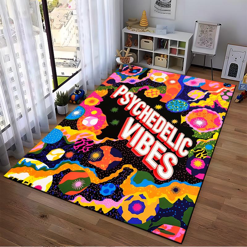 Psychedelic Vibes Carpet with Colorful Abstract Art Pattern Design Suitable for Use As an Anti-slip for Living Room Bedroom Sofas
