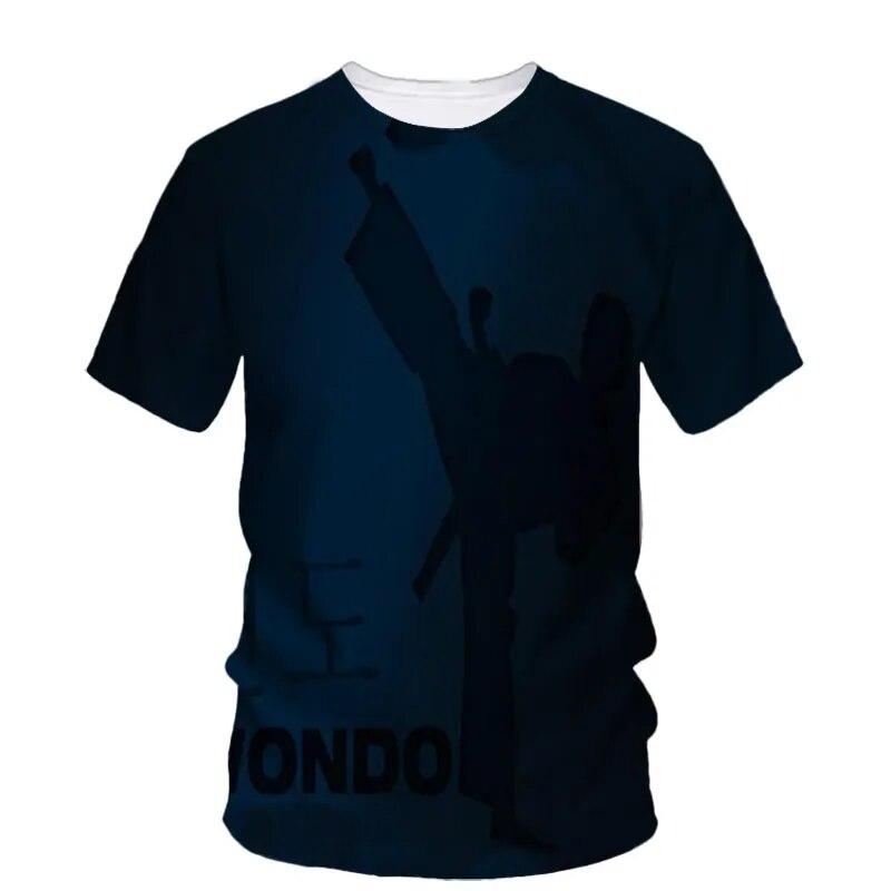Fashion Taekwondo Men's T-Shirt Customized Quick-Drying Martial Arts Sanda 3d Pattern Tough Man O-Neck Short Sleeve Outdoor Top