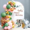 Vintage Green And Pink Latex Balloon Chain Wreath Arch Decoration Children'S Birthday Party Scene Arrangement