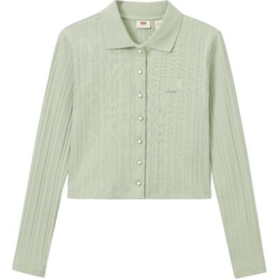 Camiseta Manga Longa Moda Minimalista Slim Fit Levis Feminina Tops Verde Abacate 0018P-0001
