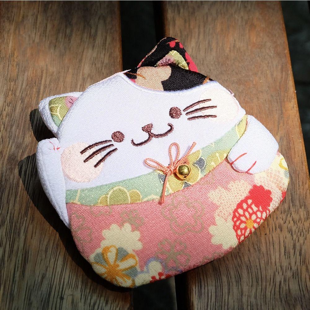 Zipper Lucky Cat Clutch Bag Japanese Style Card Holder Portable Maneki Neko Coin Purse  Women