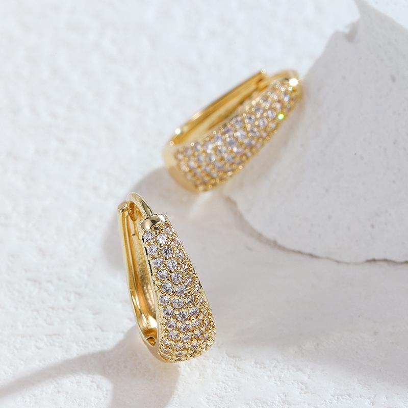 Exquisite Luxus Goldfarbene Ohrringe Naturkristall Zirkon Damen Beliebte Verlobungsgeschenke Schmuckzubehör