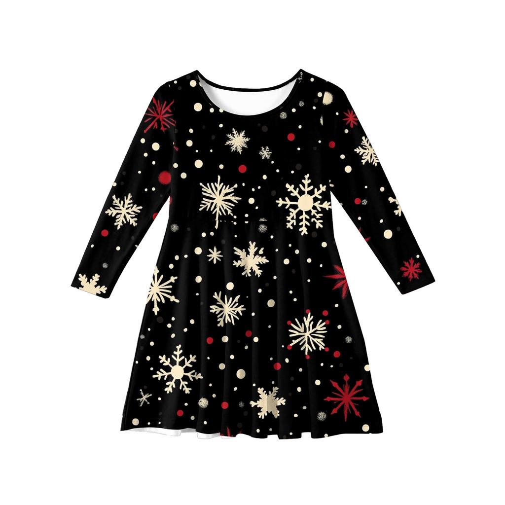 Girls' Princess Dress - Long Sleeve A-Line T-Shirt Dress Christmas Day