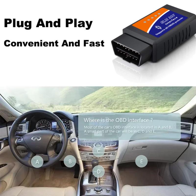 Bluetooth ELM327 OBD2 Code Reader Scanner V1.5/V2.1 Car Diagnostic Tools For Android/iOS/Windows 16PIN Interface Automotive