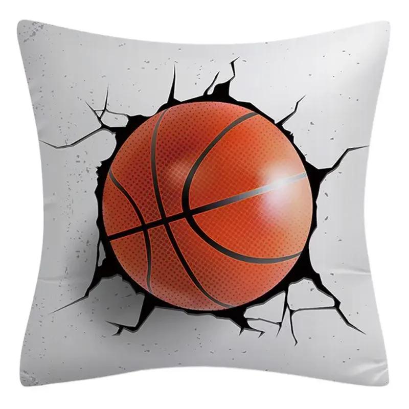 Vikama Sports-Themed Rugby And Basketball Decorative Square Cushion Cover, Suitable For Cars, Sofas, Offices, And Home Decor