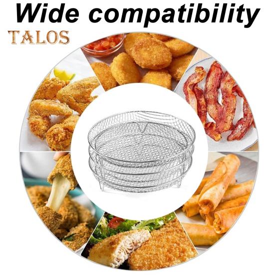 3-Layer Square Round Rectangle Air Fryer Rack Set Stainless Steel Dehydrator Rack with 4 Silicone Feet Anti-Scald Clip Stackable Air Fryer