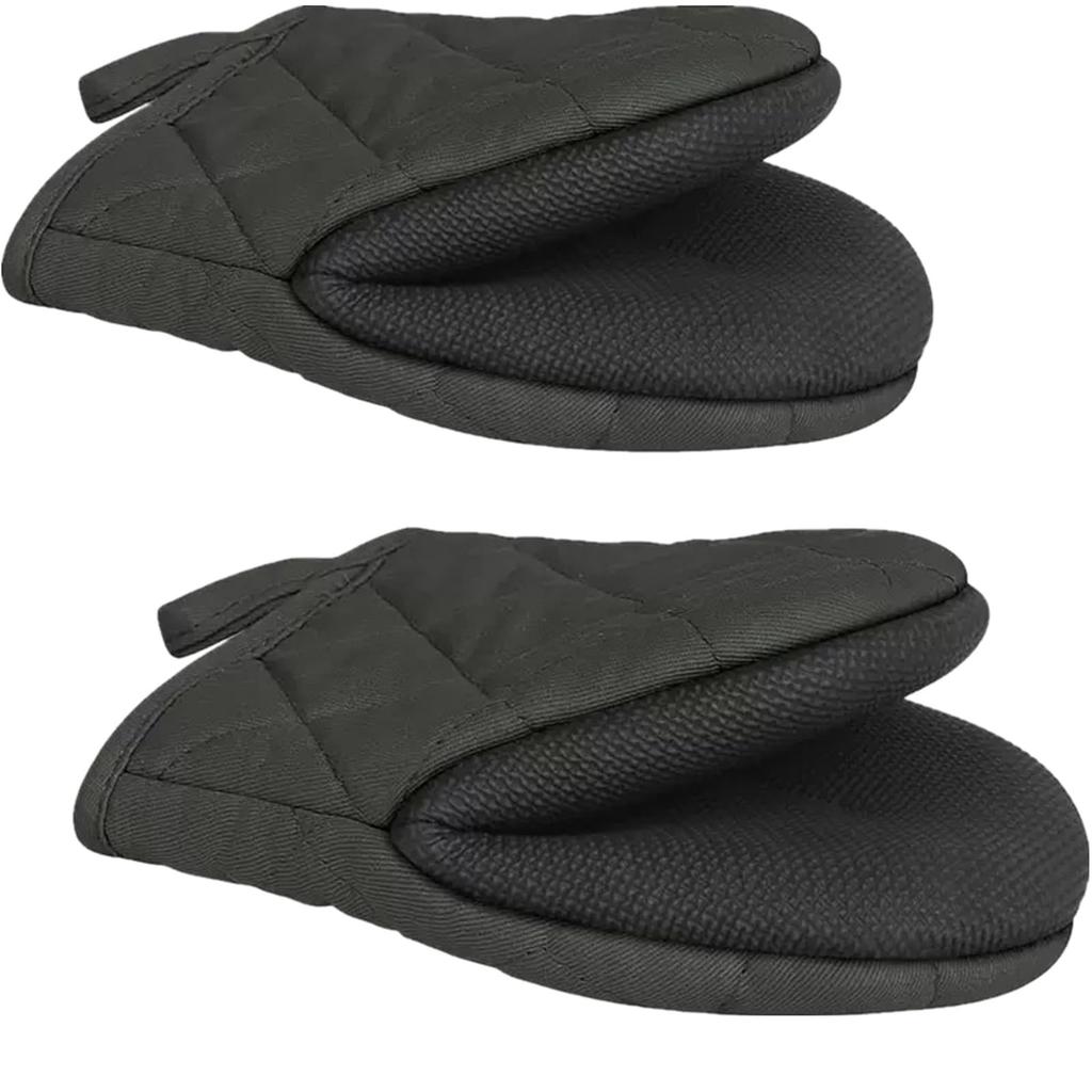Set of 2 Oven Pot and Gloves and Perfect for Hot Home and Oven Dark Heat-Resistant Mitts, Holders, Heat-Resistant (500°C/1224°F), Anti-Slip,