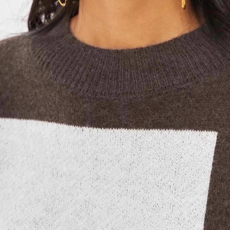 GMXIA Jumper Women's Leopard Print Autumn and Winter Retro Loose Outer Wear Lazy Wind Knitting Temperament Pullover Tops