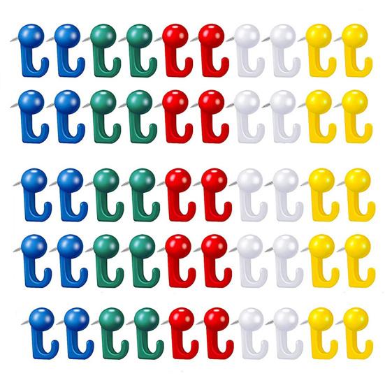 50 Pcs Push Pin Hooks Plastic Heads Cork Board Hooks Decorative Thumb Tacks Hook for Cork Bulletin Board Photos Calendar Home Office School Supplies