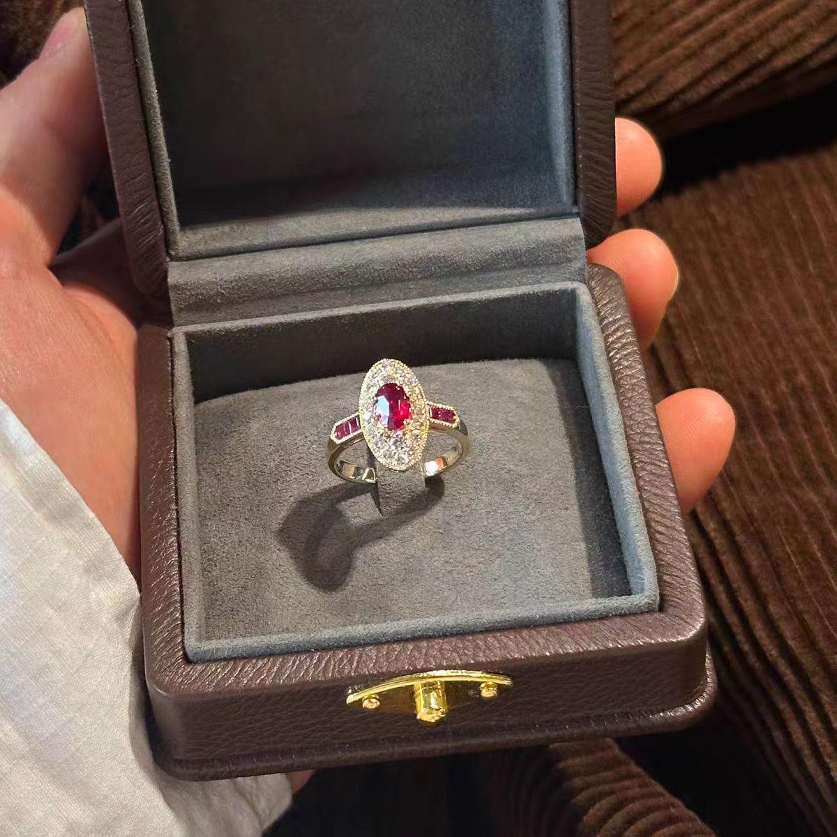 Vintage Oval Imitation Ruby Ring Women s Unique Versatile Ring Niche Index Finger Ring