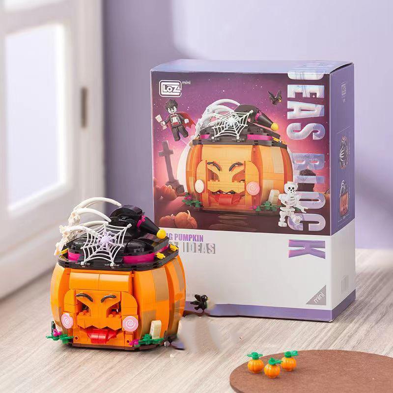LOZ Halloween Steine Baustein Hütte Haus Kürbis uWagen Frohes Halloween Dekoration Steine für Jungen Kinder Spielzeug Geschenk