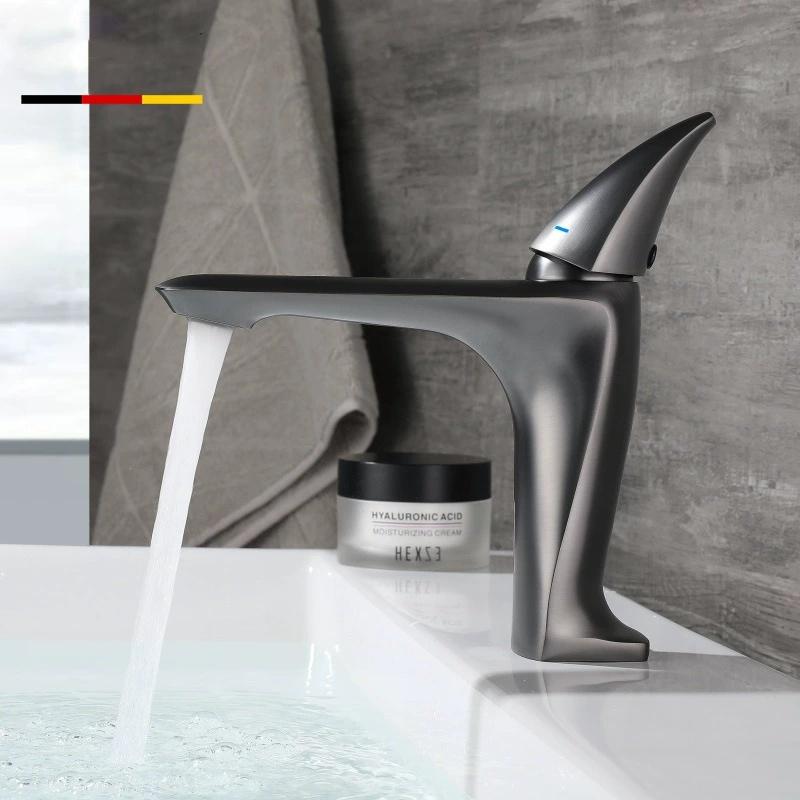New Basin Faucet Hot and Cold Bathroom Single Lever Brass Brush Gold Sink Mixer Decked Sink Mixer Brass Grey Chrome