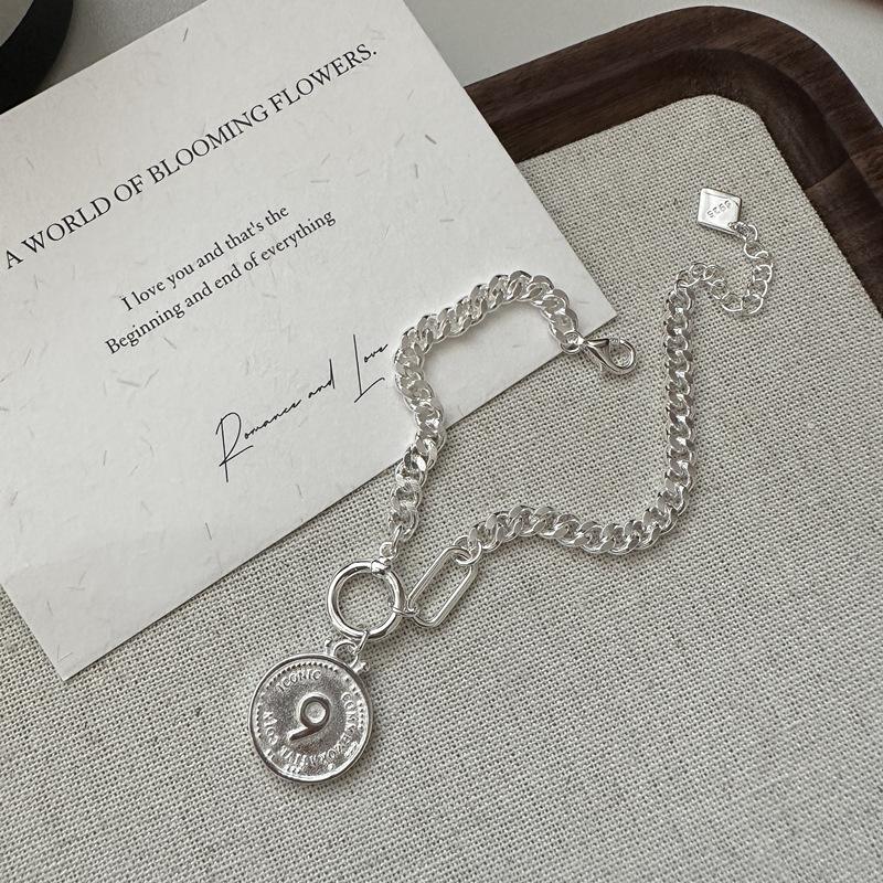 S925 Sterling Silver Niche Design Owl Fashion Coin Necklace Korean Simple Personality Bracelet 925 silver