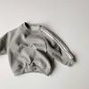 Korean Children's Side Stripe Cotton Sweatshirt & Pants Set for Boys and Girls - Autumn/Spring Casual Style