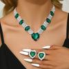 Jewelry Set Luxury Wedding Party Women'S Accessories Heart Rhinestone Necklace Stud Earrings Bridal Set