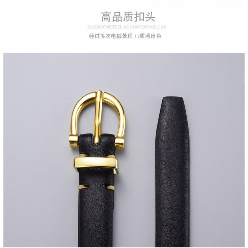 Genuine Leather Womens Belt With Alloy Pin Buckle Slim 1.8cm Width Sweet Chic Style Jeans Office Date Outfits