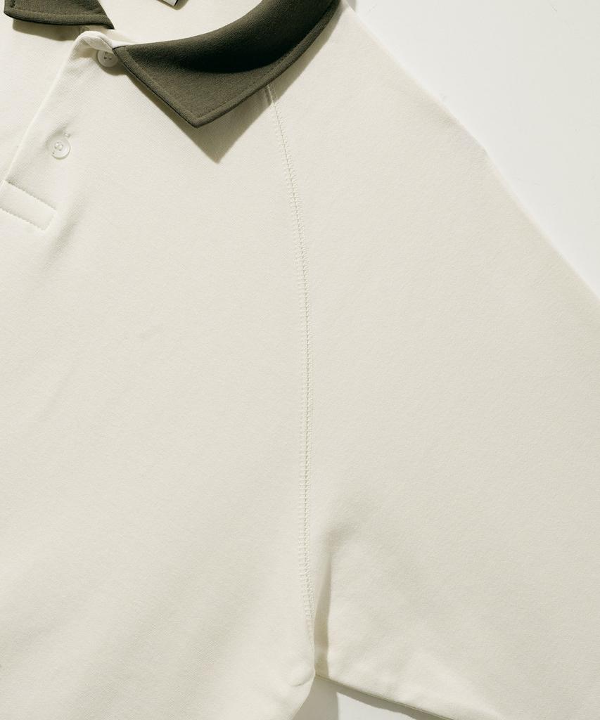 FP142 Double Cotton Two-Tone Collared Short Sleeve T-Shirt Ivory Sjst1412