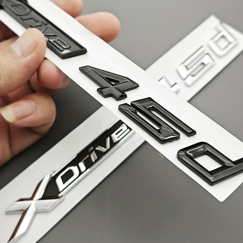 3D ABS Car Letters Logo XDrive 45i 45d Rear Trunk Badge Side Fender Emblem Decals For BMW X5 X6 X7 Q5 Q7 A7 A8 Accessories