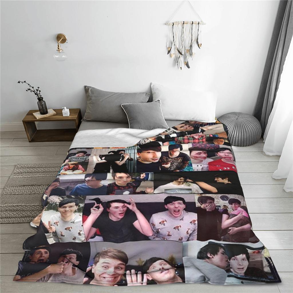 Dan And Phil! Blankets Portable Flannel Sofa Throw Blanket for Couch Bedding Outdoor Throws Bedspread Quilt