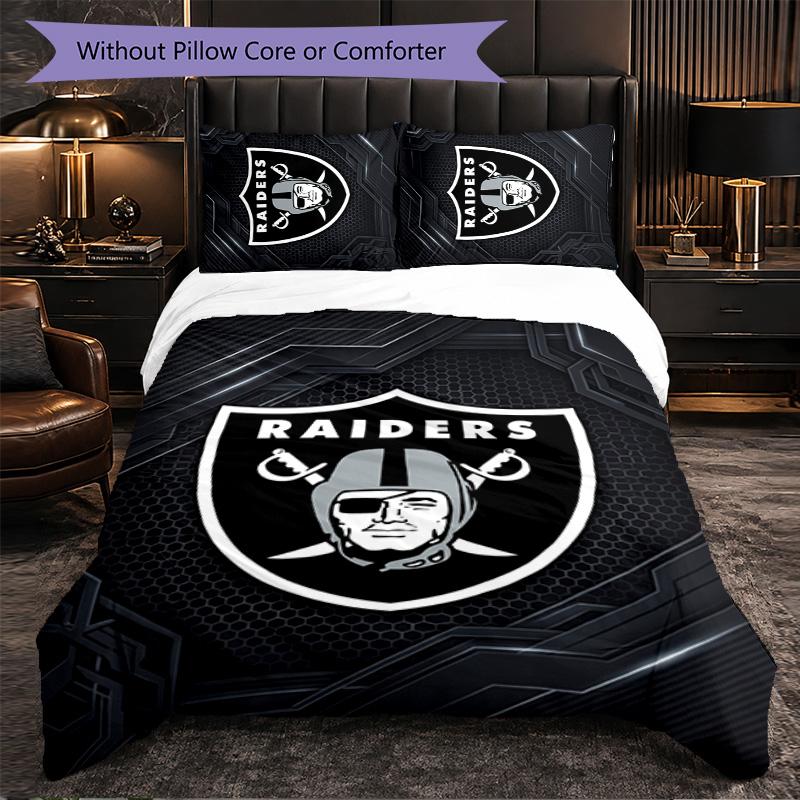 Set Biancheria da Letto 3 Pezzi in Microfibra con Motivo Las Vegas Raiders Decorazione Copripiumino per Camera da Letto Uso Domestico