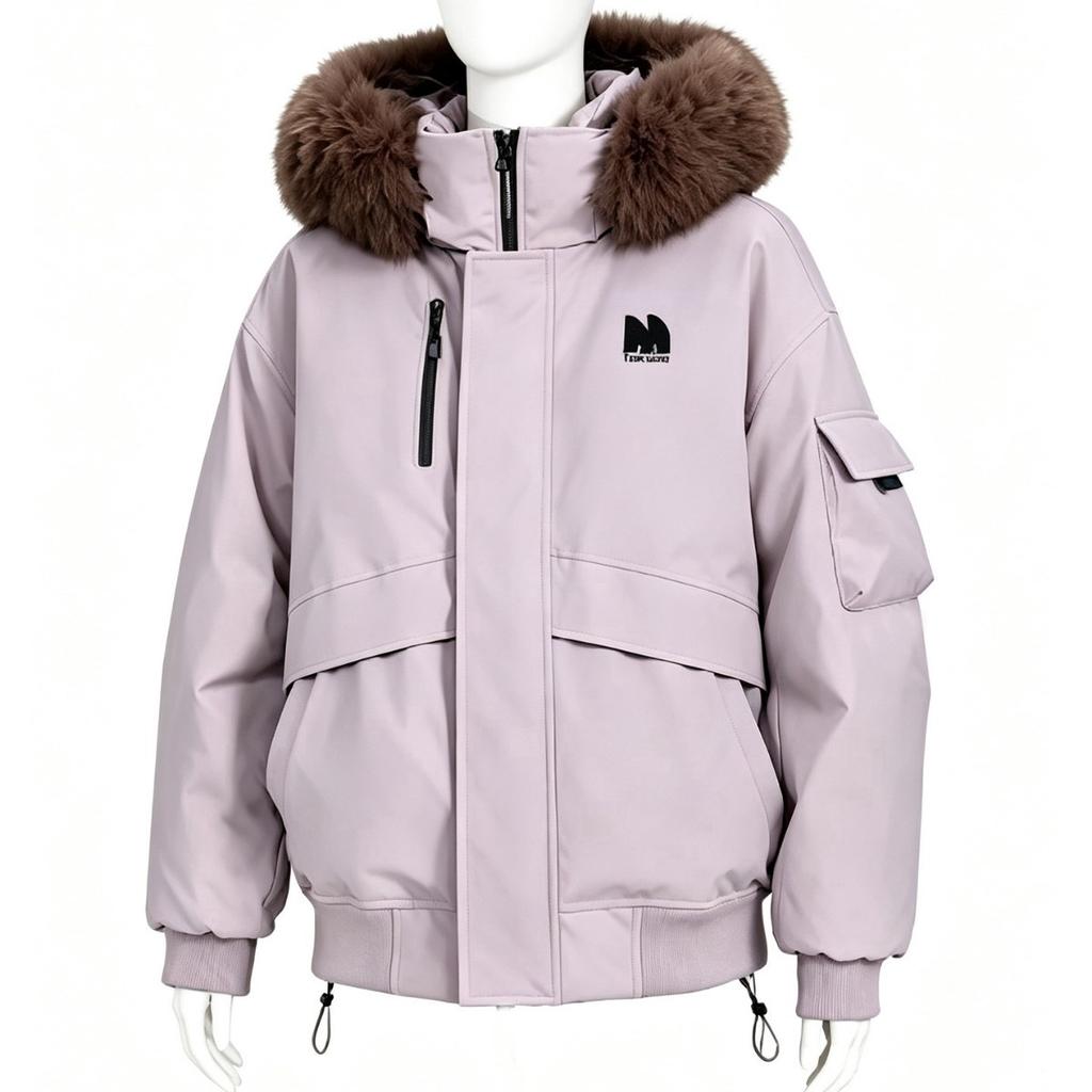 Winter short tooling cotton-padded women's new small man with big fur collar thickened pie to overcome cotton-padded coat women