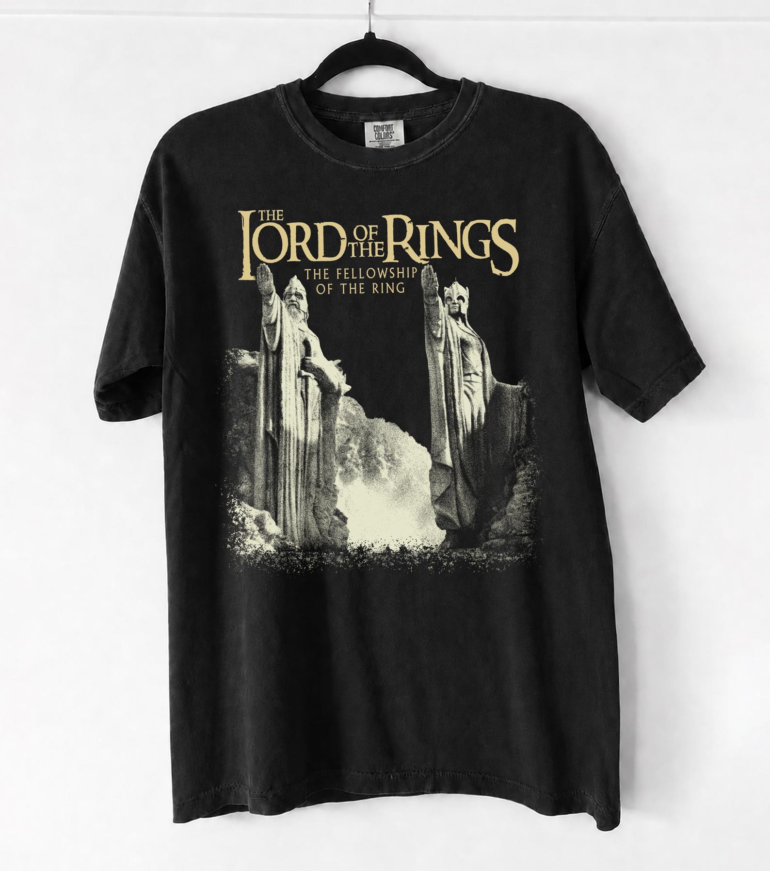 Retro Fellowship of the Ring Shirt, The Lord of the Rings Shirt, Vintage Argonath Pillars of Kings Graphic Tee, Fantasy Movie Top S