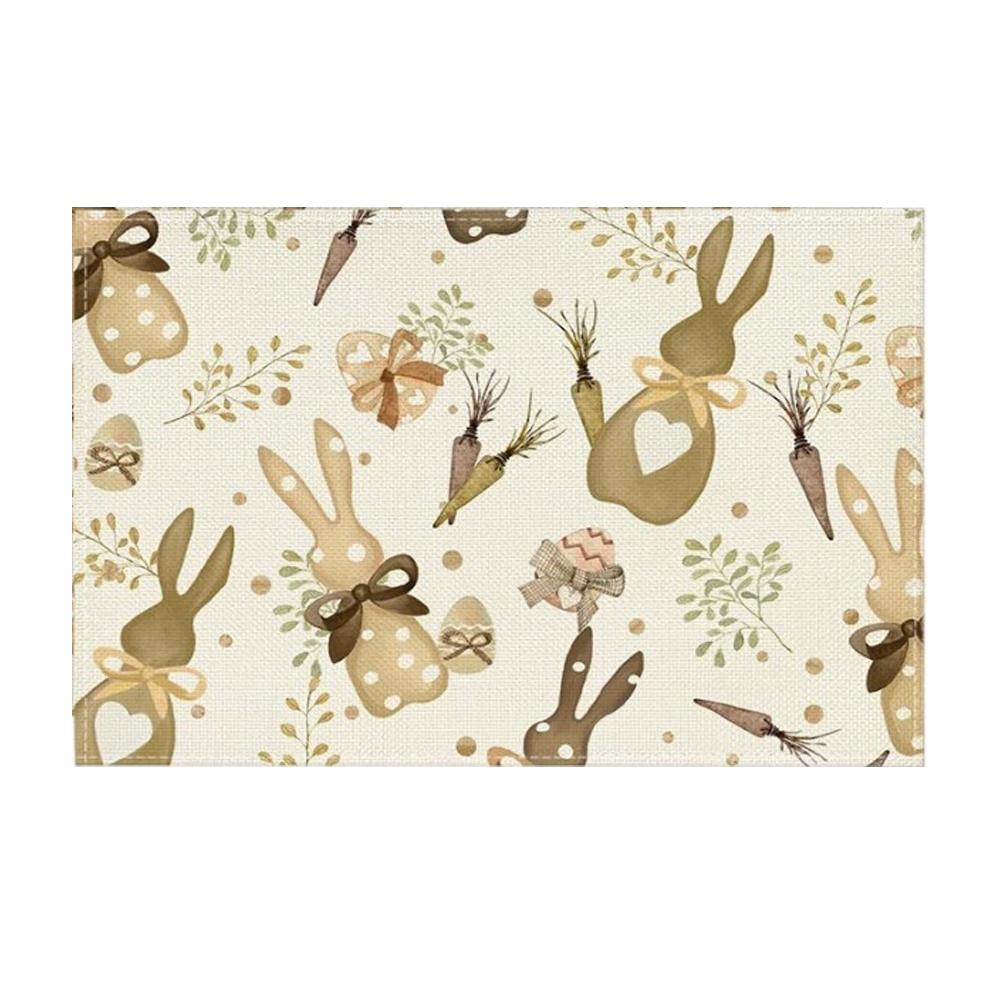 Buffalo Check Rabbit Carrots Easter Set of 1/4 Place Mats, 30 X 45 Cm, Spring Banquet Placemats, Washable Place Mats, Kitchen Party Decoration