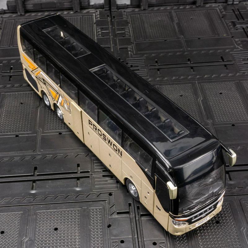Simulation Of Luxury Tourist Bus Alloy Model Bus Sound And Light Back Force Children's Toy Car