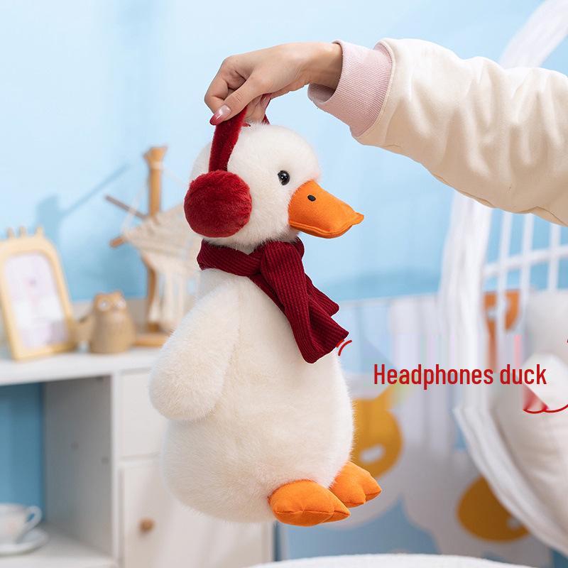 

Очаровательная плюшевая игрушка-утка для наушников с белым шарфом 28cm duck with scarf